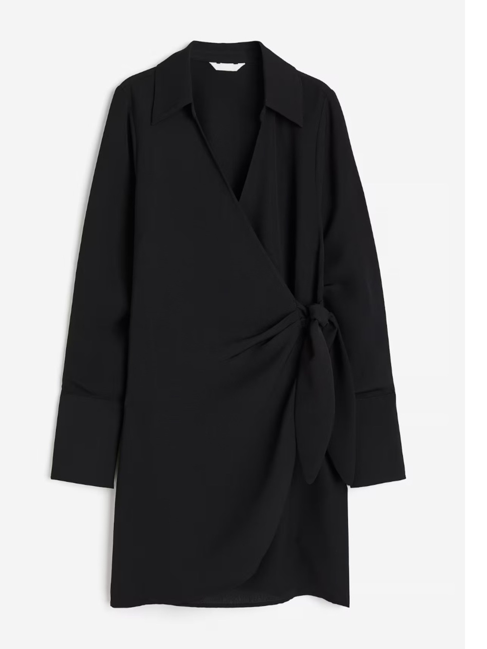 H&M Black Wrap Tie Long Sleeve Dress size XS